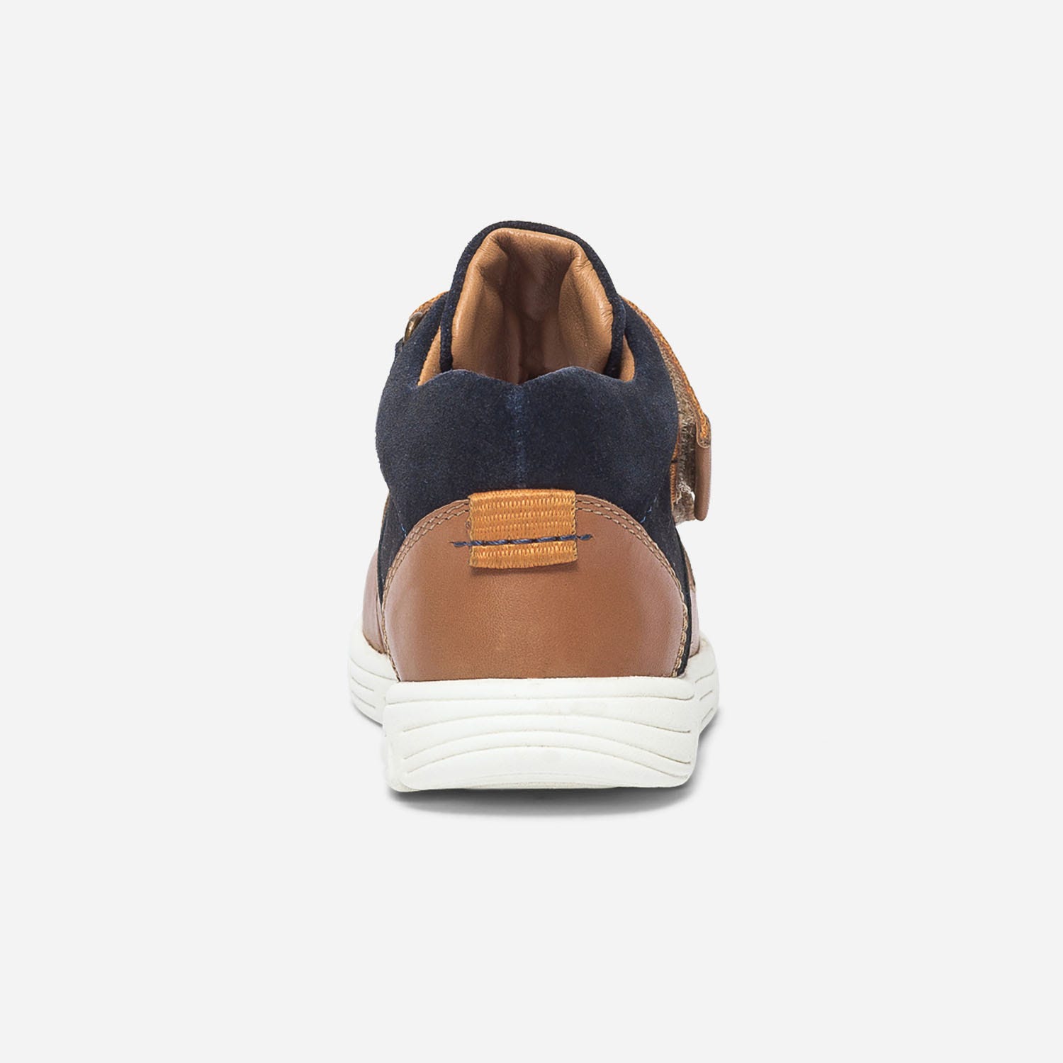 Basket camel, marine et marron bi matière