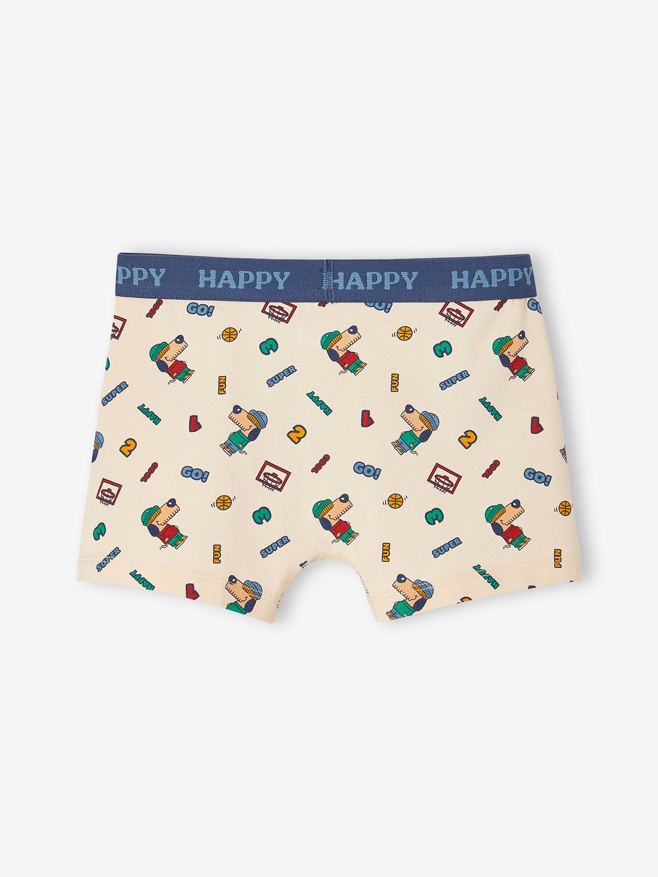 Lot de 5 boxers stretch chien garçon bleu grisé
