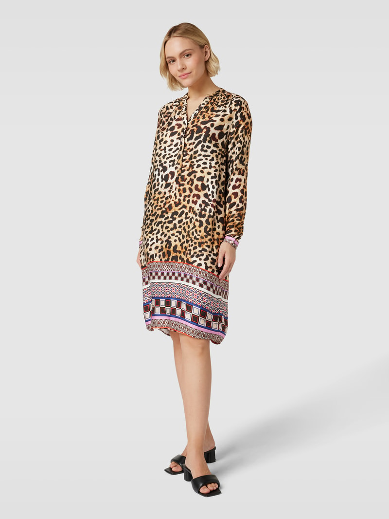 Tunikakleid aus Viskose mit Animal-Print in beige