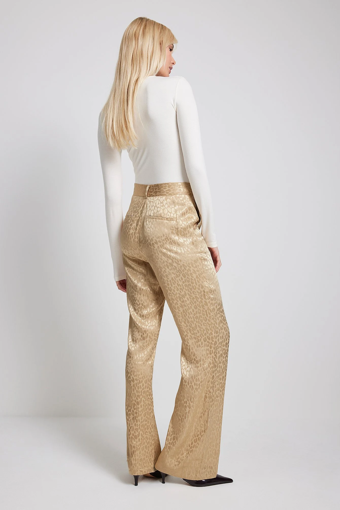 Ausgestellte Jacquard-Anzugshose mit hoher Taille