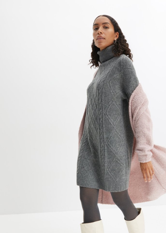 Strickkleid mit Zopfmuster