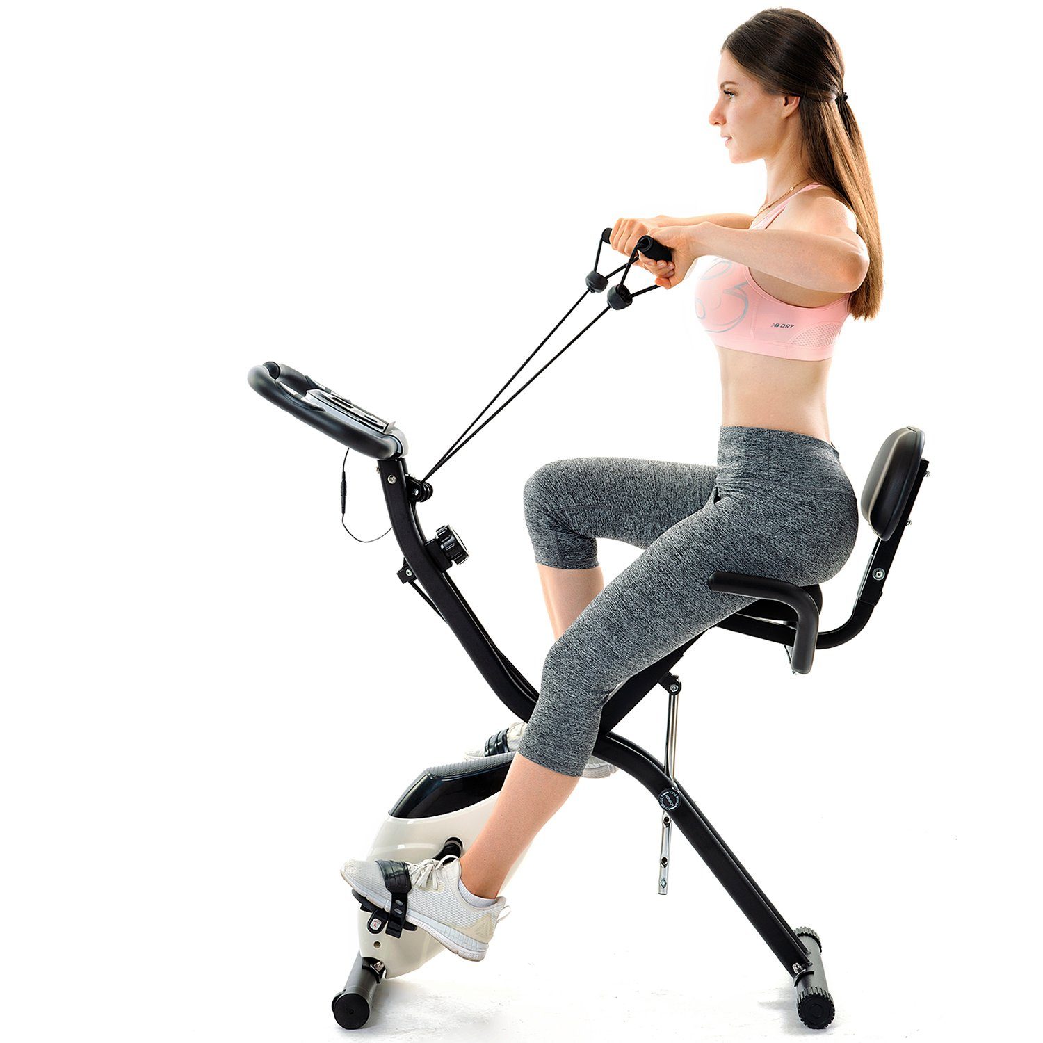 WISHDOR Heimtrainer Magnetisch faltbares Fitnessfahrrad (Der klare digitale Monitor, 4-in-1-Fitnessdesigns), Verbesserte Spannkraftregelung Ultrakompaktes Design