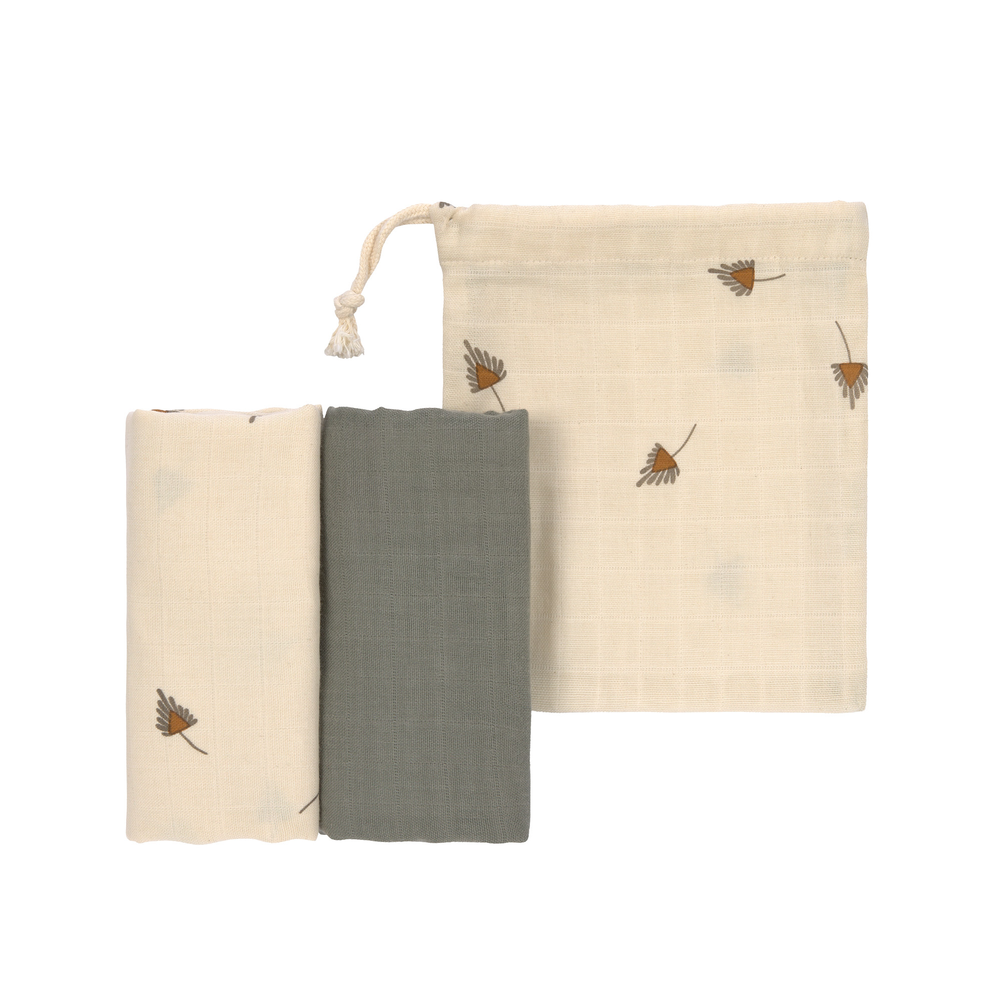 Mulltücher 2er Set M - Taupe, Grau