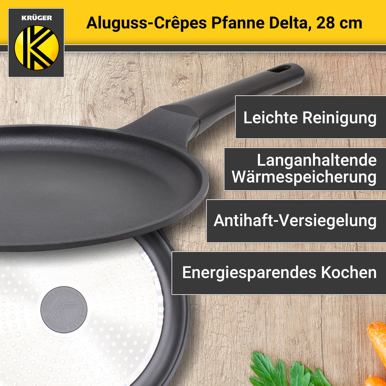 Karl Krüger Aluguss Crépes-Pfanne DELTA, 28 cm