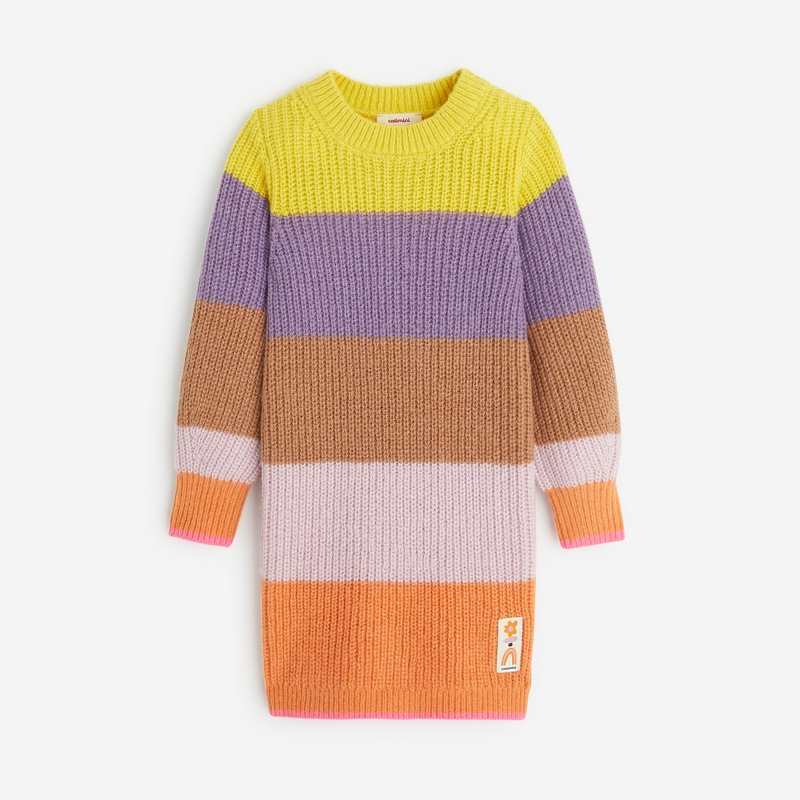 Robe multicolore fille jaune en tricot Catimini