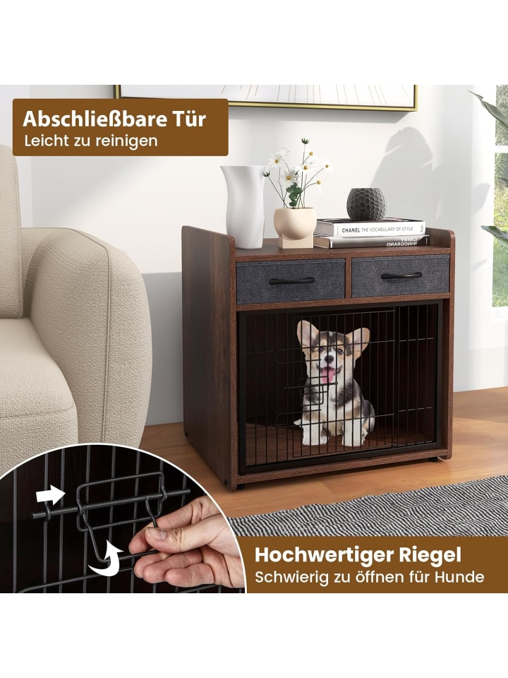 COSTWAY Hundekäfig Beistelltisch 2 in 1 in Braun günstig kaufen onesize