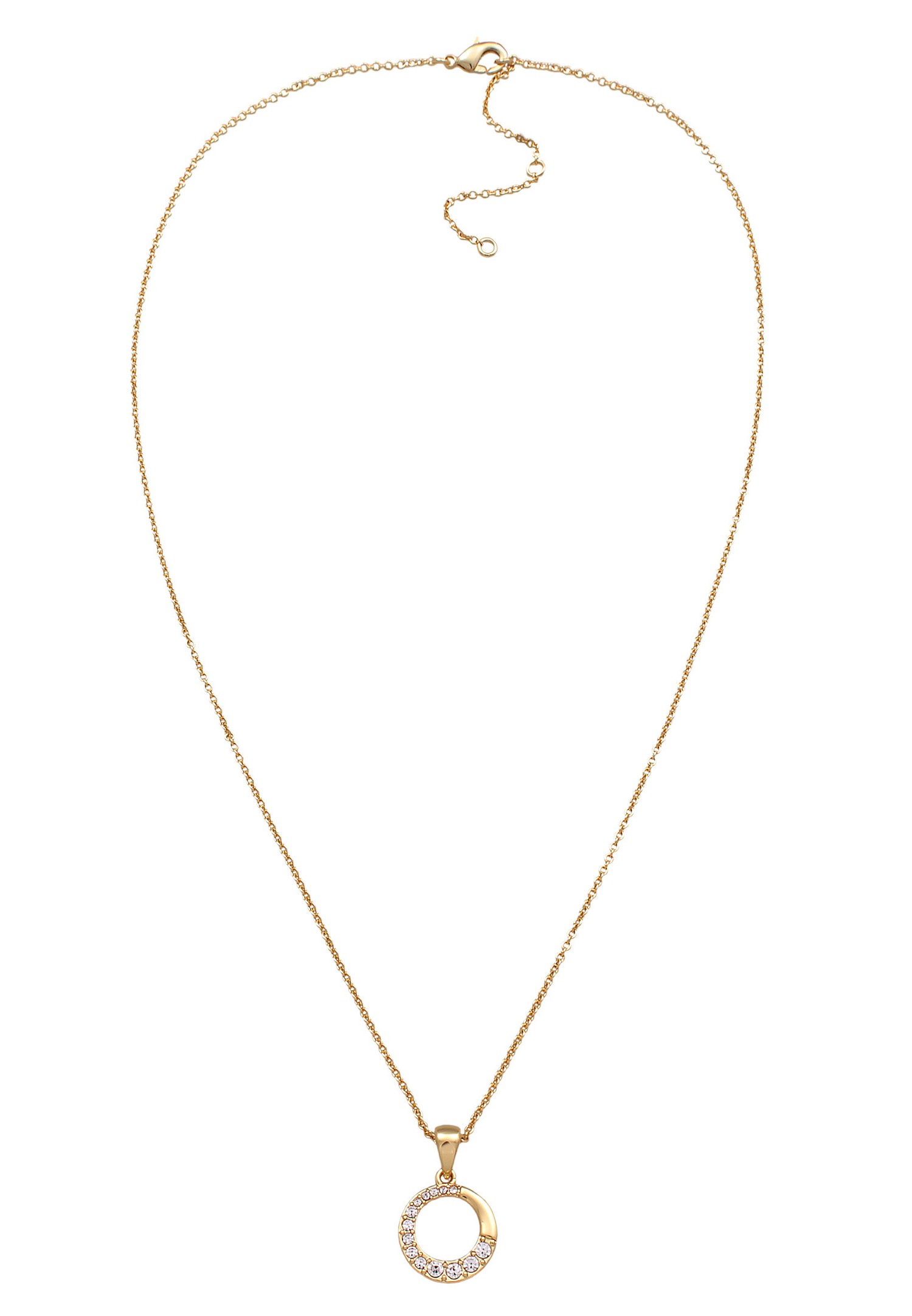 Elli Women's Circle Pendant Round Geo Gold Color with Crystals