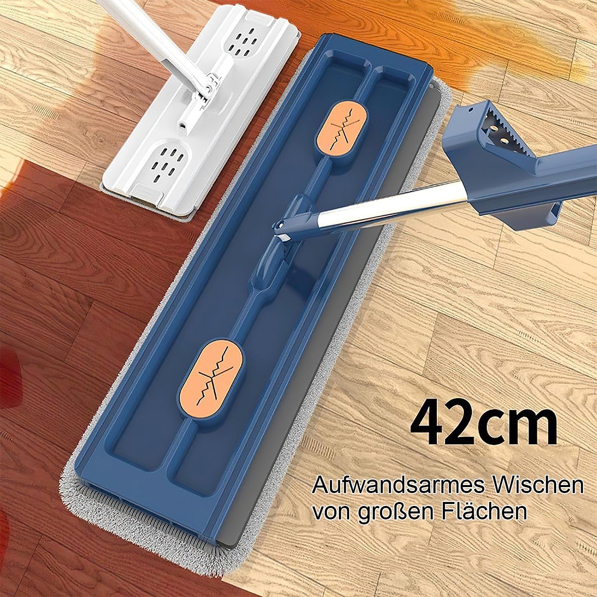 Welikera Wischmopp Wischmopp,42cm großer Wischplatte,Bodenwischer,6 Teile Faserbaumwolle