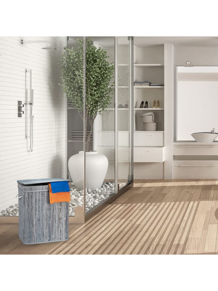 relaxdays Wäschekorb in Grau - (B)55 x (H)63 x (T)35 cm günstig kaufen onesize