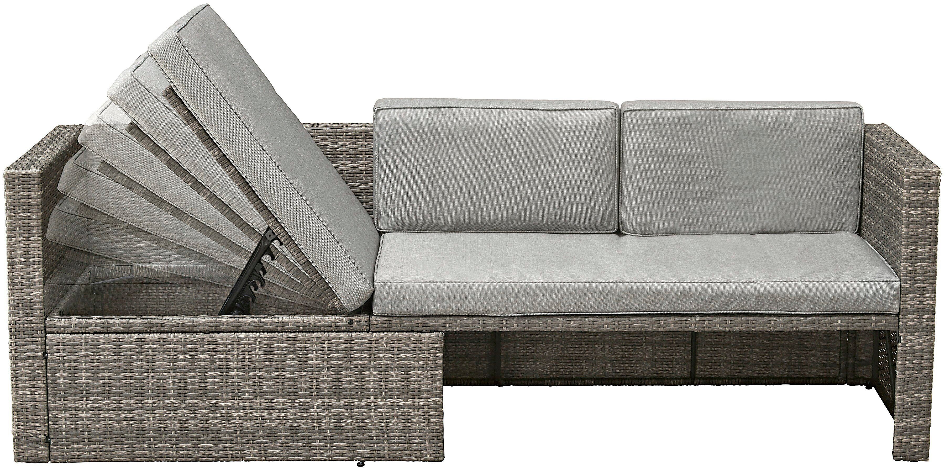 KONIFERA Gartenlounge-Set Lagos Premium, (13-tlg), 3er-Sofa, 3 Hocker, Tisch, Polyrattan