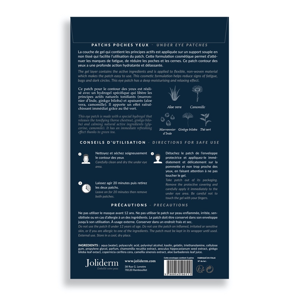 joliderm Patchs poches yeux homme Patchs