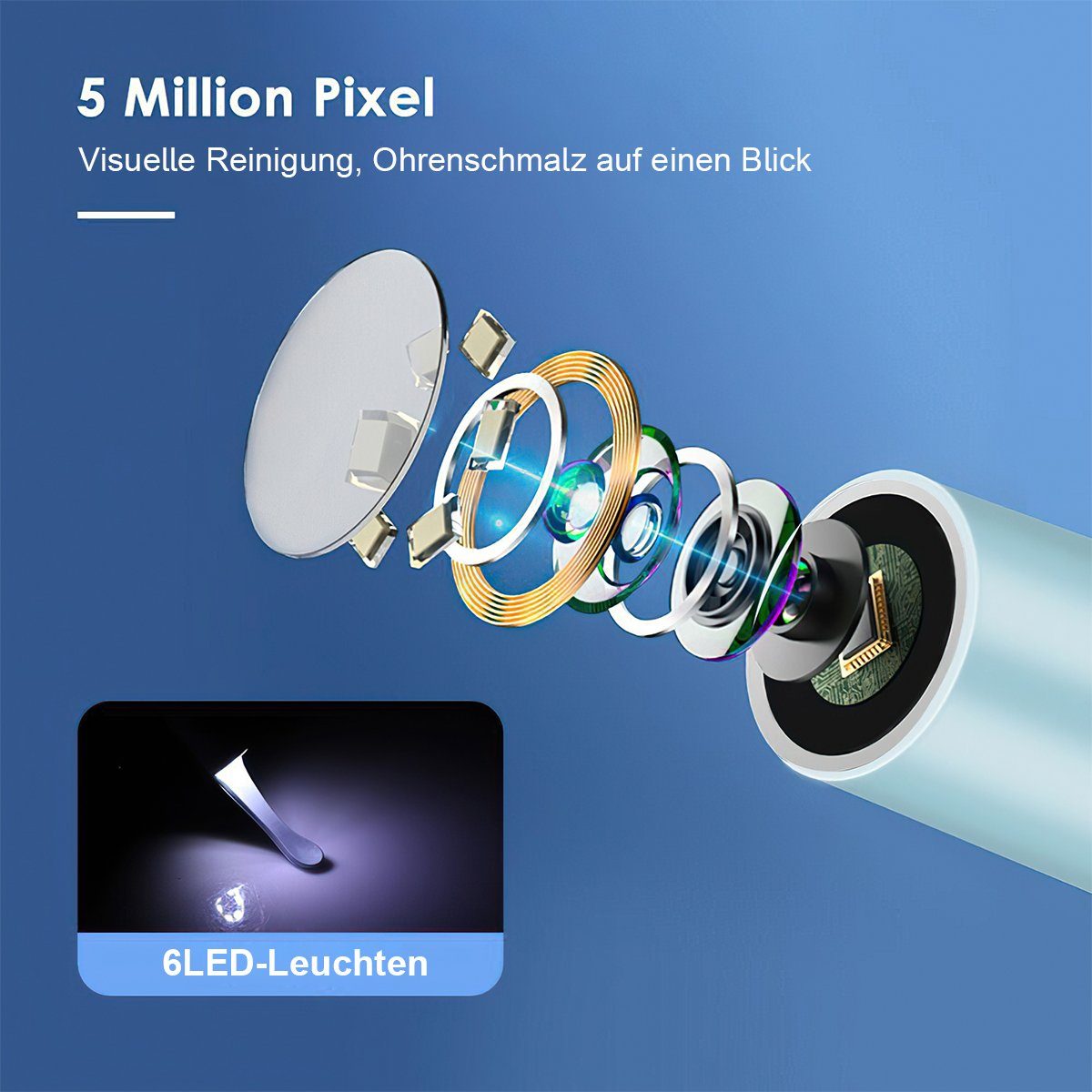 Welikera Ohrenreiniger Ohrenschmalz-Entfernungswerkzeug, HD led Wasserdicht Ohrenreiniger