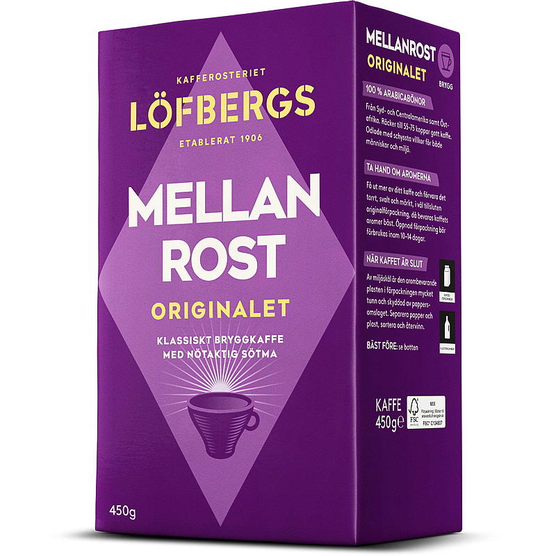 Löfbergs Kaffe 450 g filtermalt Mellanrost Löfbergs