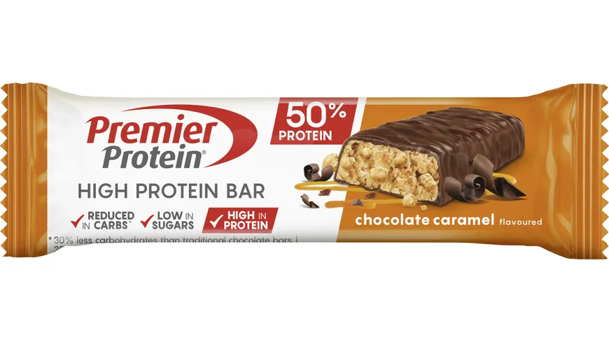 Premier Protein High Protein Bar - Chocolate Caramel - Ideal als proteinreicher Snack mit wenig Zucker 40 g