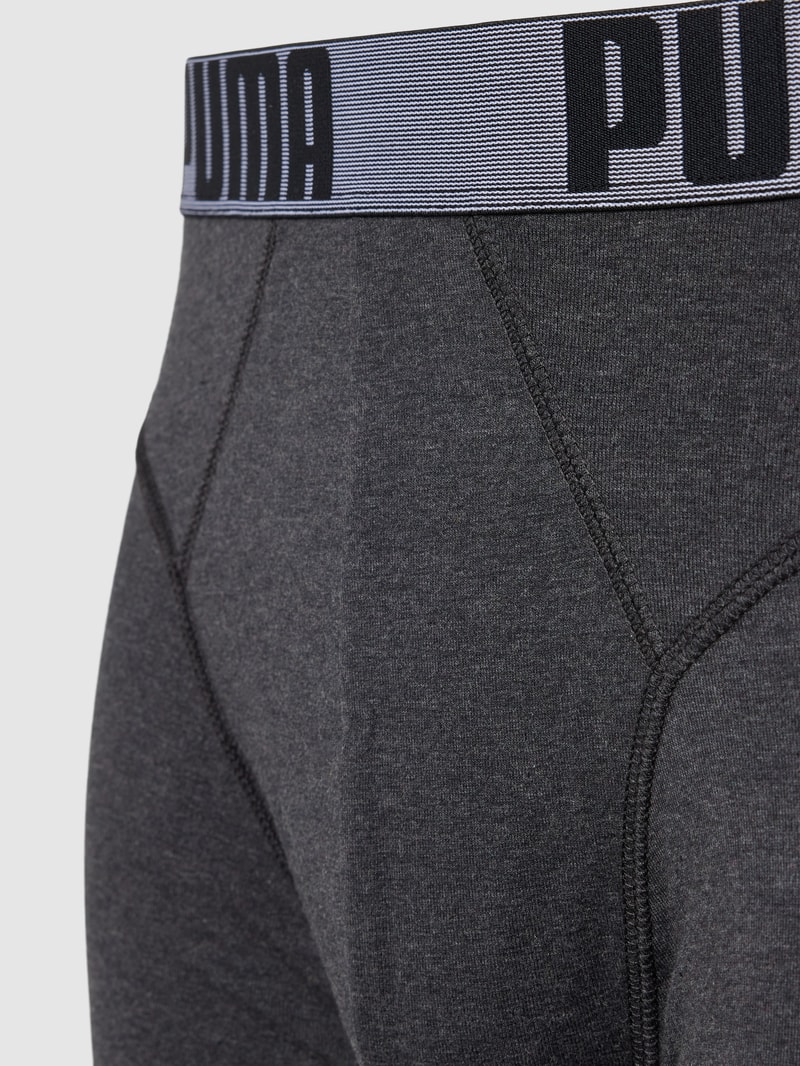 Boxershorts mit elastischem Logo-Bund im 2er-Pack in dunkelgrau meliert