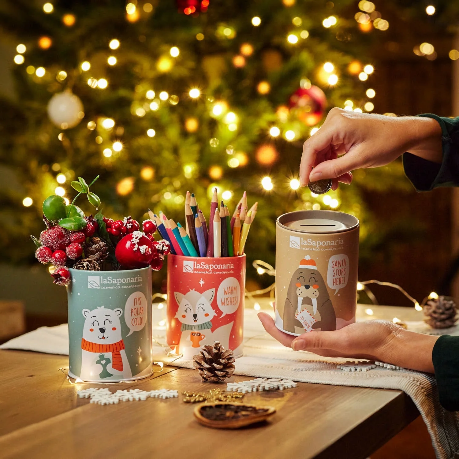 Hier hält der Weihnachtsmann! Walross-Spardose – Geschenkbox