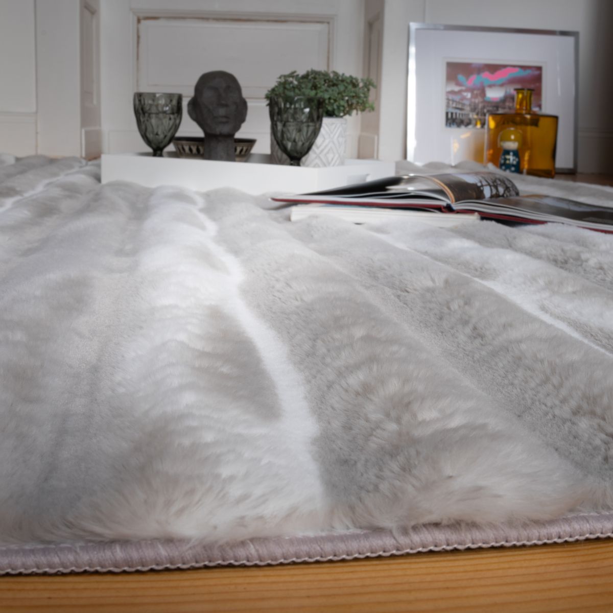 Kunstfell Waves Silver 80 x 150 cm