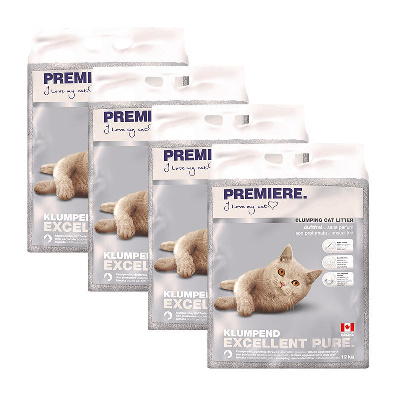 PREMIERE Katzenstreu PREMIERE Excellent Klumpstreu Pure, ohne Duft 4x12 kg
