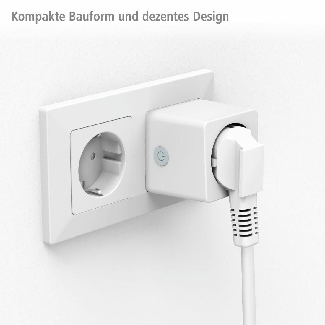 Hama WLAN-Steckdose WLAN Steckdose Mini Verbrauchsmesser o.Hub App-Sprachsteuerung 3.680W, max. 3680 W, Mit erhöhtem Berührungsschutz, Verbrauchsmesser