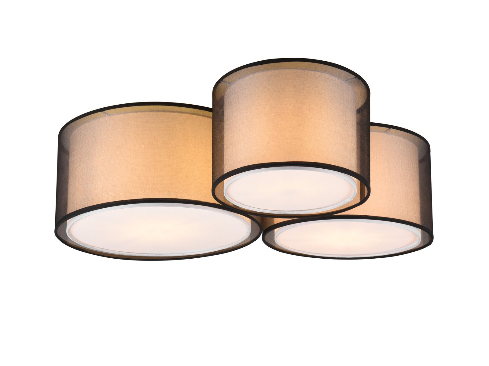 meineWunschleuchte LED Deckenleuchte, LED wechselbar, Warmweiß, Groß-e Design-er Lampe mit 3x Stoff Lampen-schirm für Treppenhaus 65cm