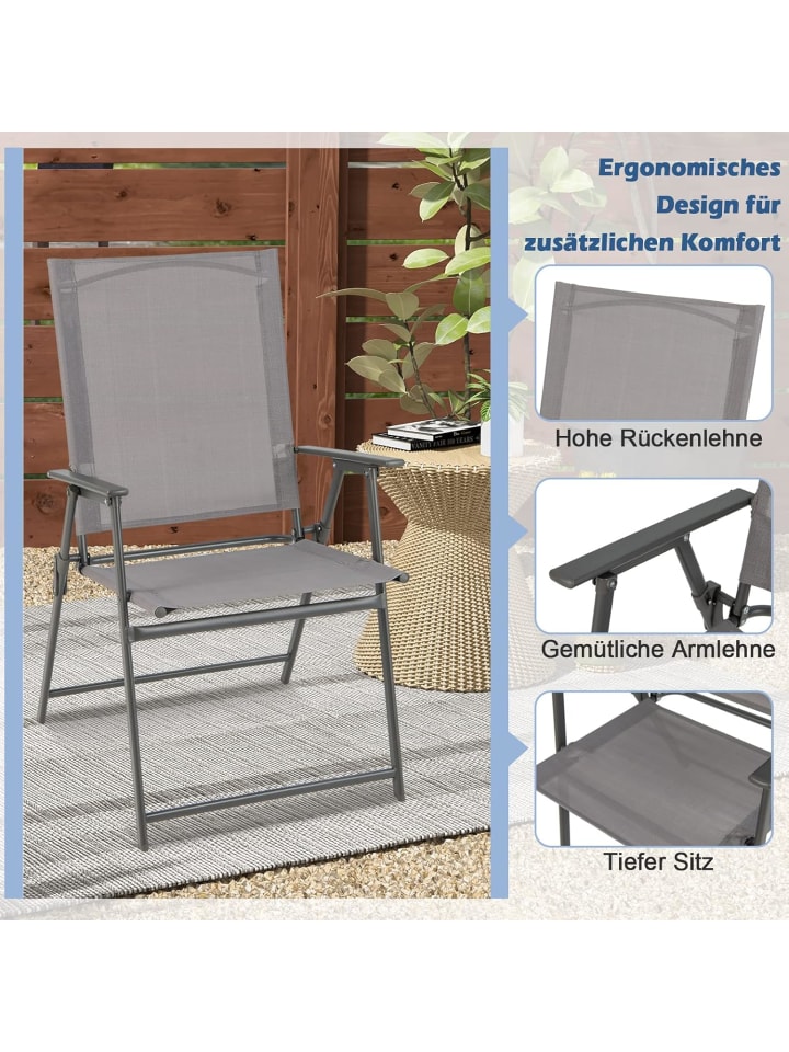 COSTWAY 4er Set Gartenstühle in Grau günstig kaufen onesize