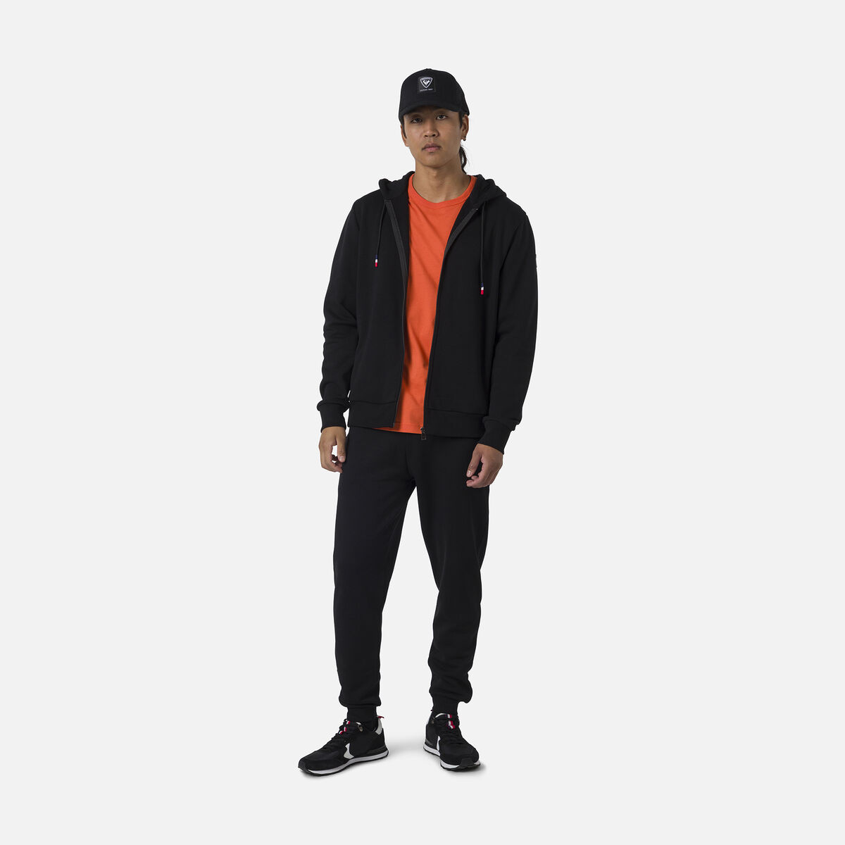 Herrensweatshirt mit Kapuze, Logo und durchgehendem Reißverschluss