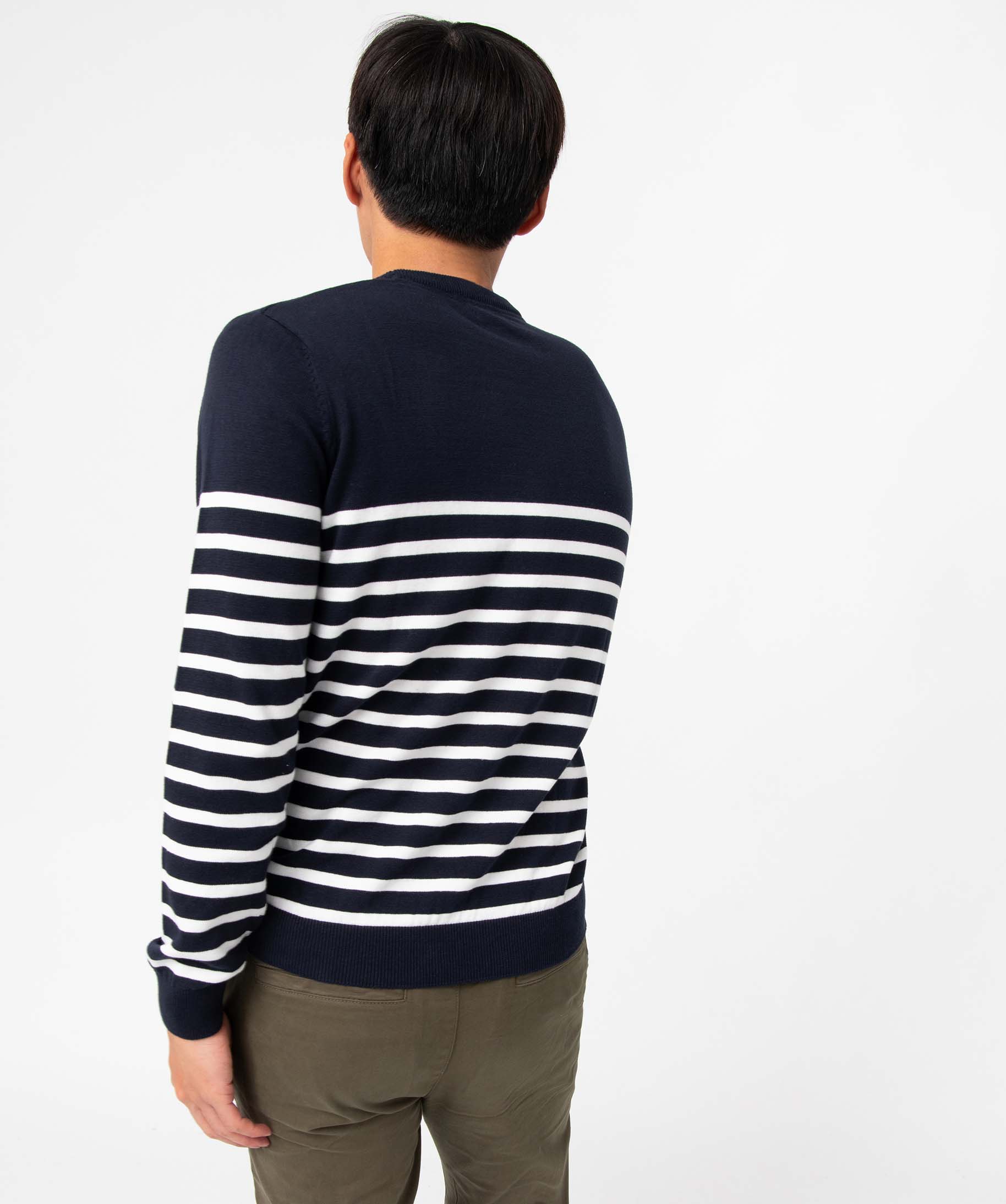 Pull homme à rayures bleu fonce | GEMO