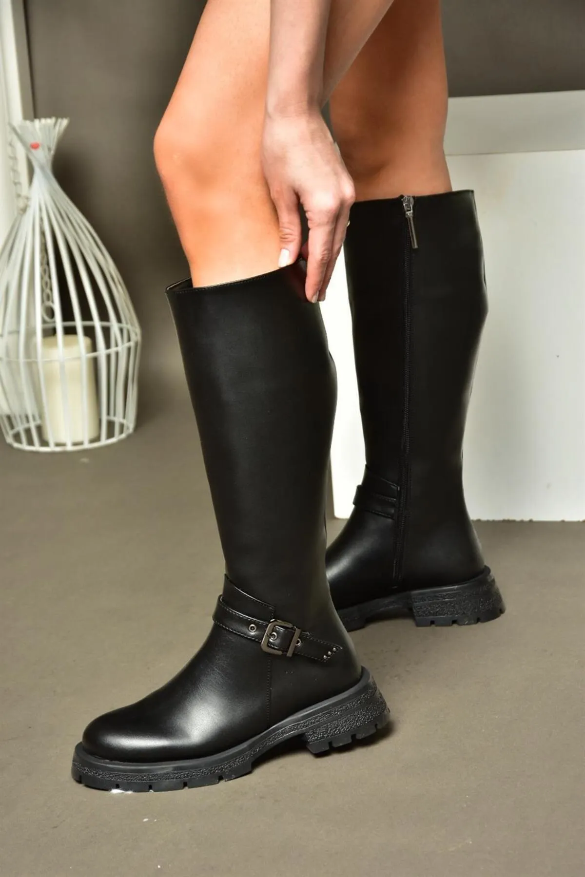 Fox Shoes  R518096809 Schwarze Damenstiefel mit Reißverschluss und niedrigem Absatz