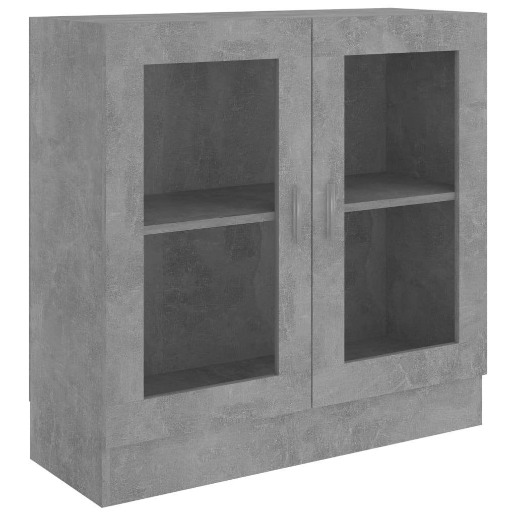 vidaXL Bücherregal Vitrinenschrank Betongrau 82,5x30,5x80 cm Holzwerkstoff, 1-tlg.