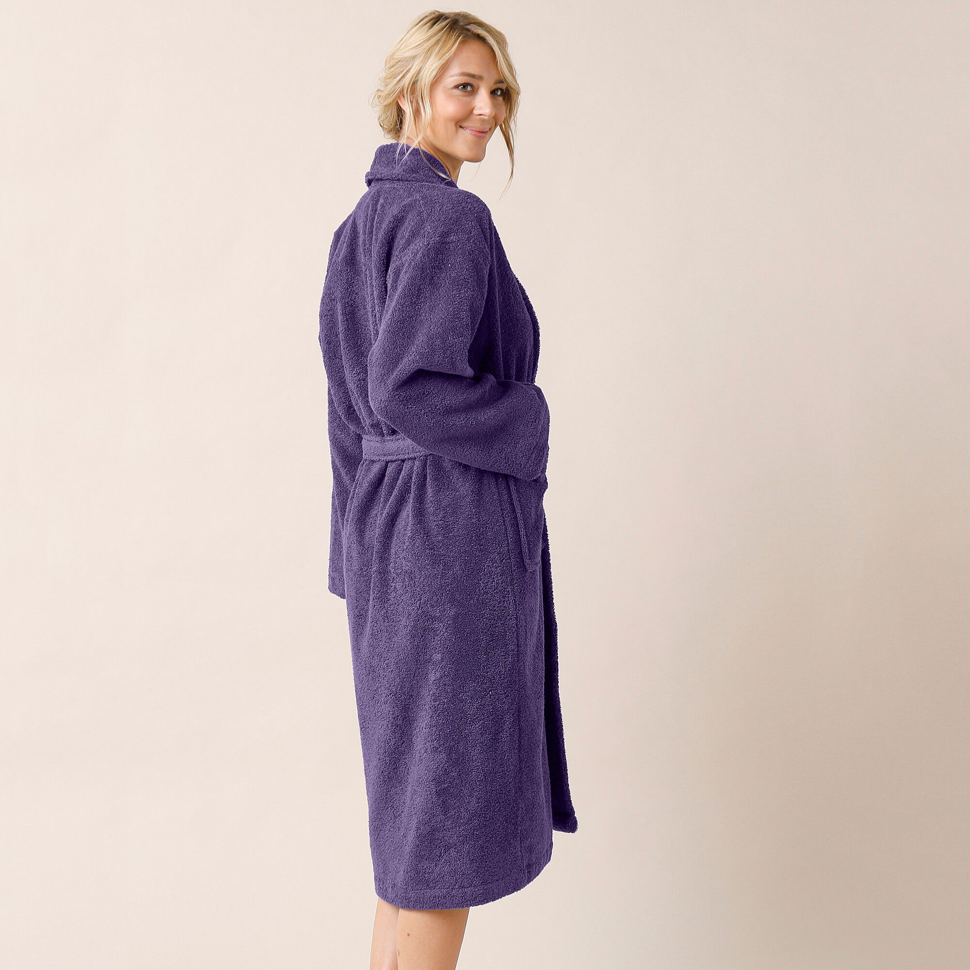 Peignoir mixte adulte éponge bouclette col châle personnalisable