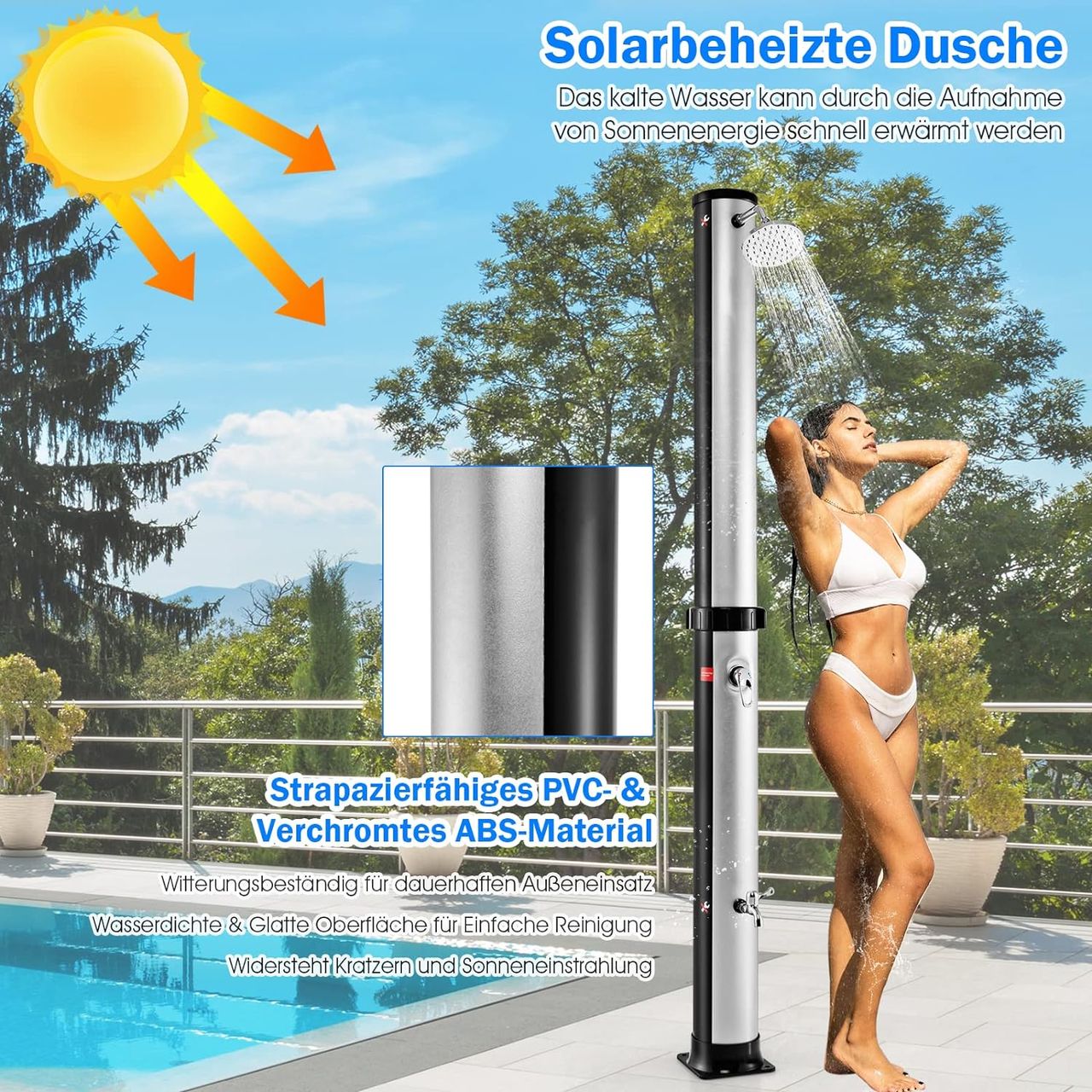 Costway Solardusche 38 Liter | 217,5 cm