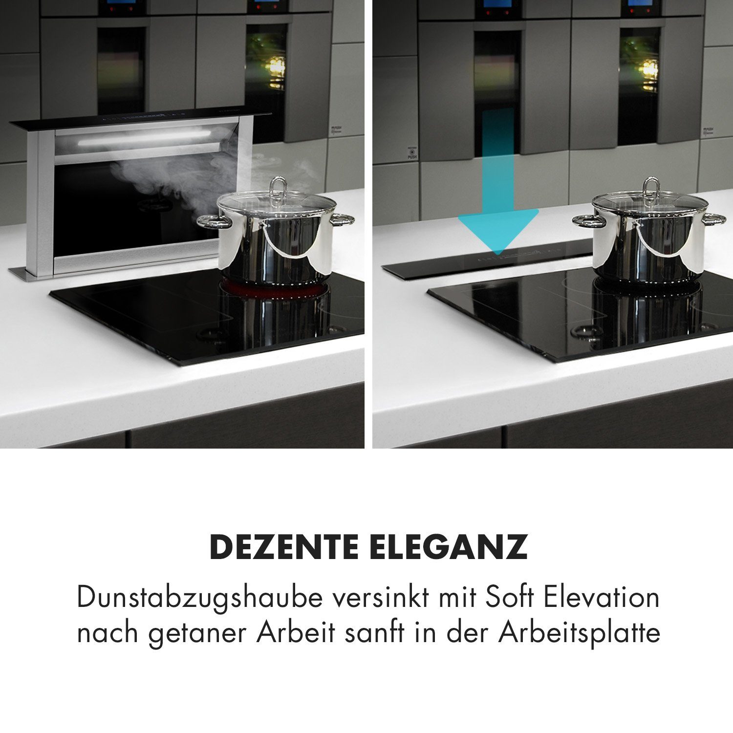 Klarstein Deckenhaube Serie CGCH3-Royal-FlushEco Royal Flush Eco, Tischabzugshaube Kochfeld Dunstabzugshaube Umluft Abluft Einbau