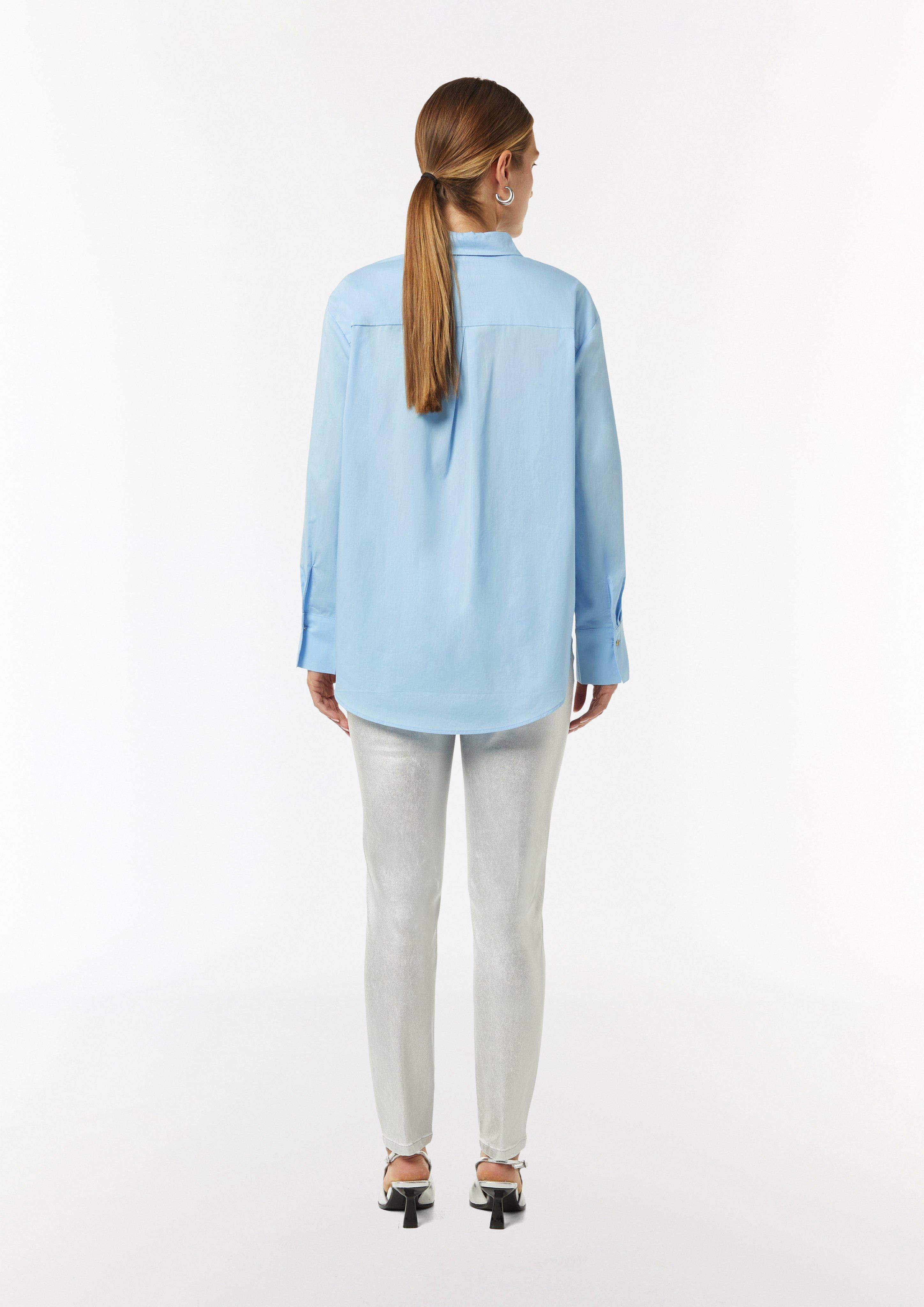 Oversized-Hemdbluse aus Popeline - hellblau