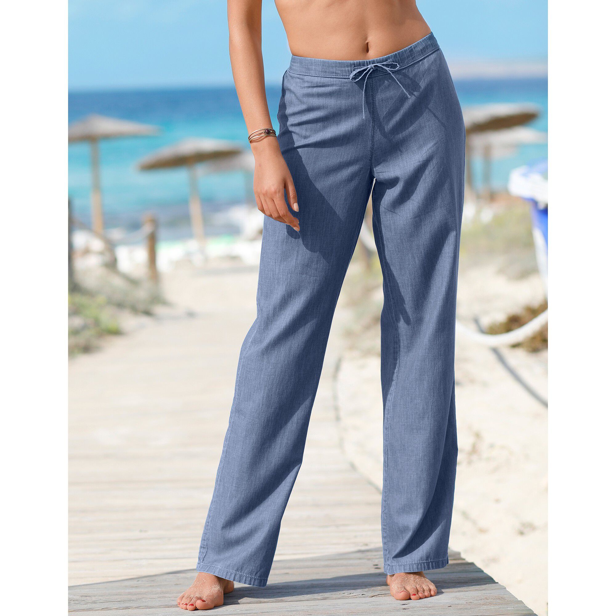 Pantalon droit denim léger
