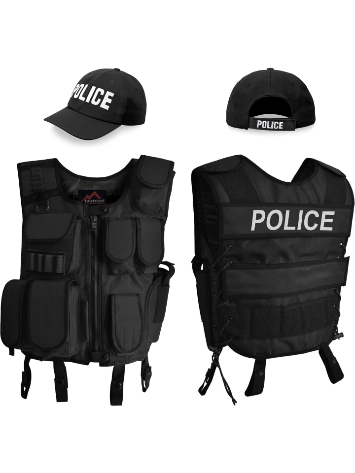 Normani Outdoor Sports Kostüm bestehend aus Weste, Patch und Cap in POLICE günstig kaufen