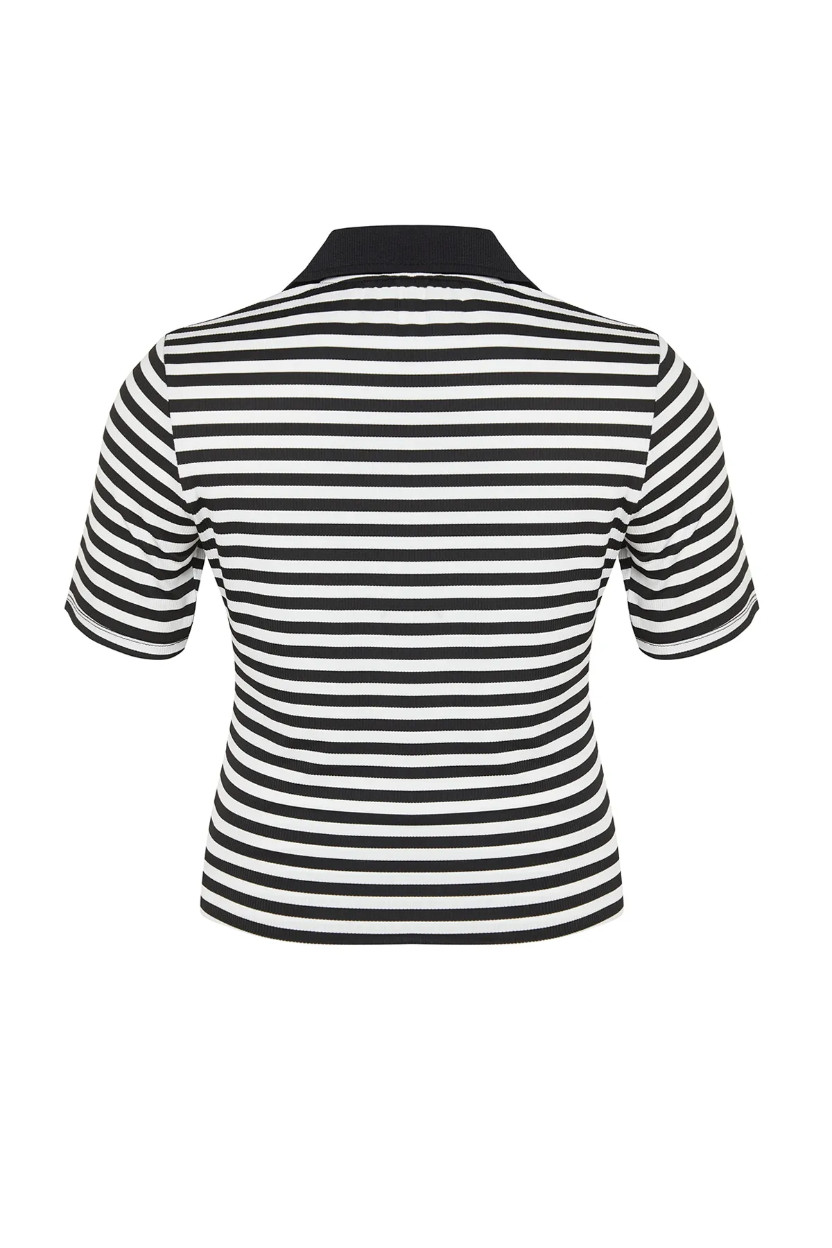 Trendyol Curve  Schwarz-weiß gestreifte, taillierte Strickbluse TBSSS24AF00022