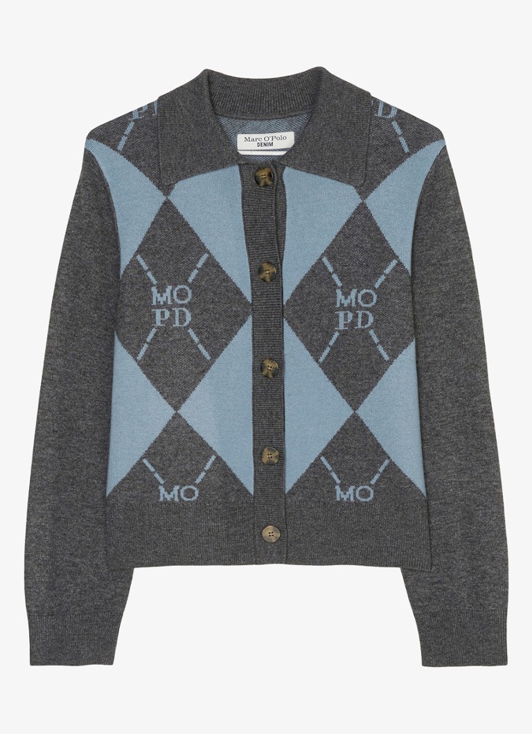 Marc O'Polo Denim Fino pleteni kardigan od mješavine djevičanske vune s pletenim uzorkom