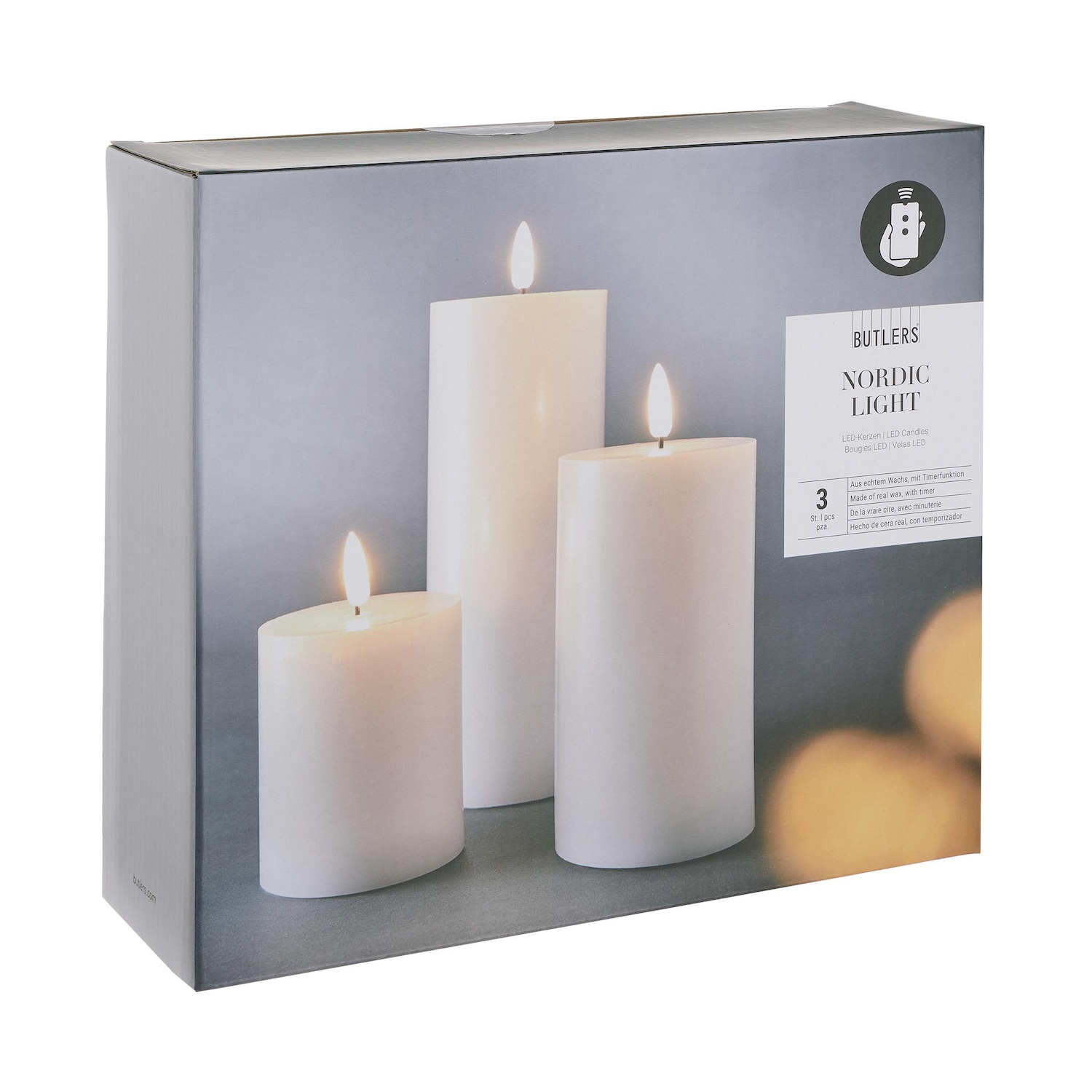 NORDIC LIGHT LED-Kerzen 3-tlg. mit Fernbedienung