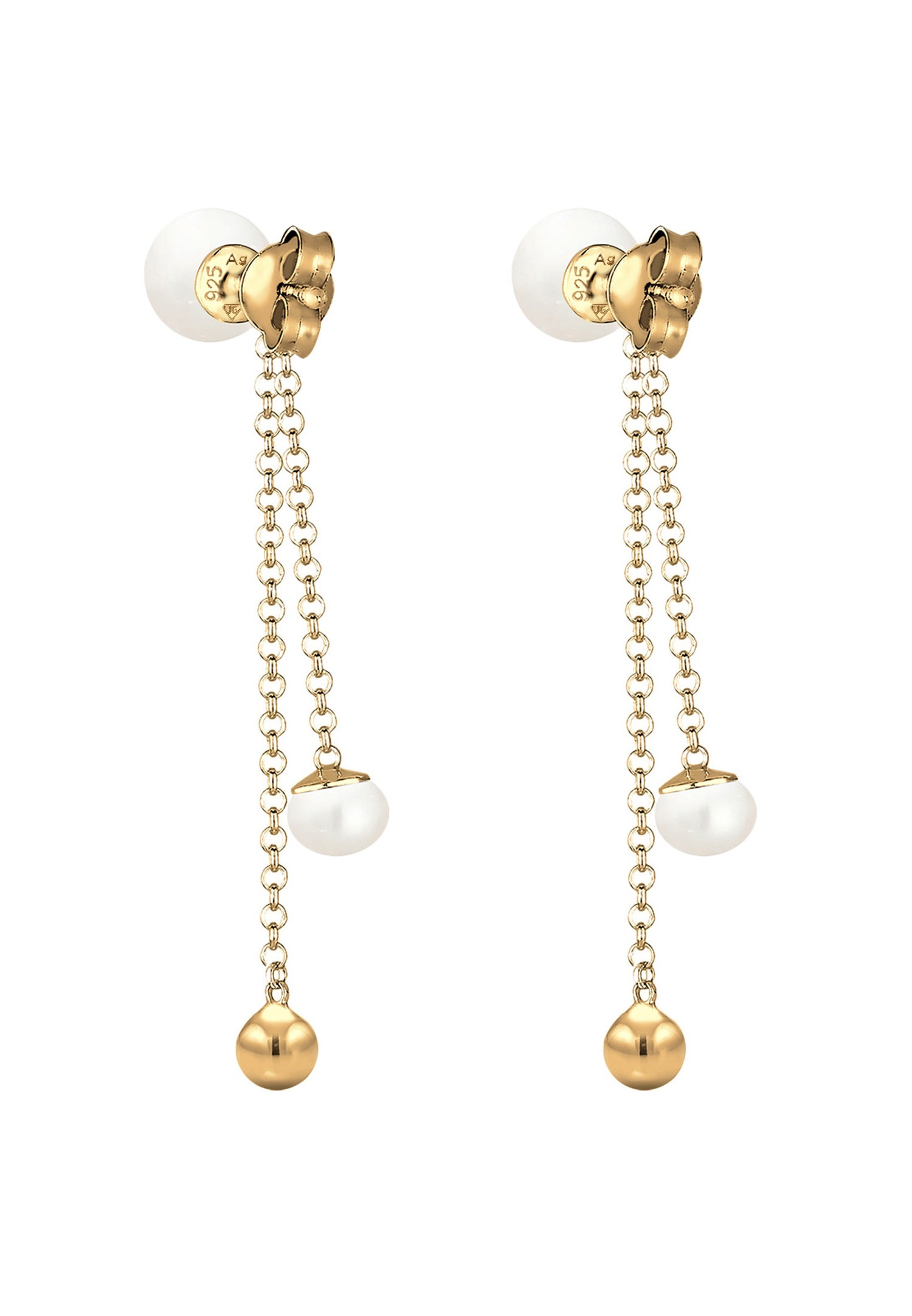 Ženski elegantni uhani Elli s sladkovodnimi gojenimi biseri in kristali iz 925 sterling srebra