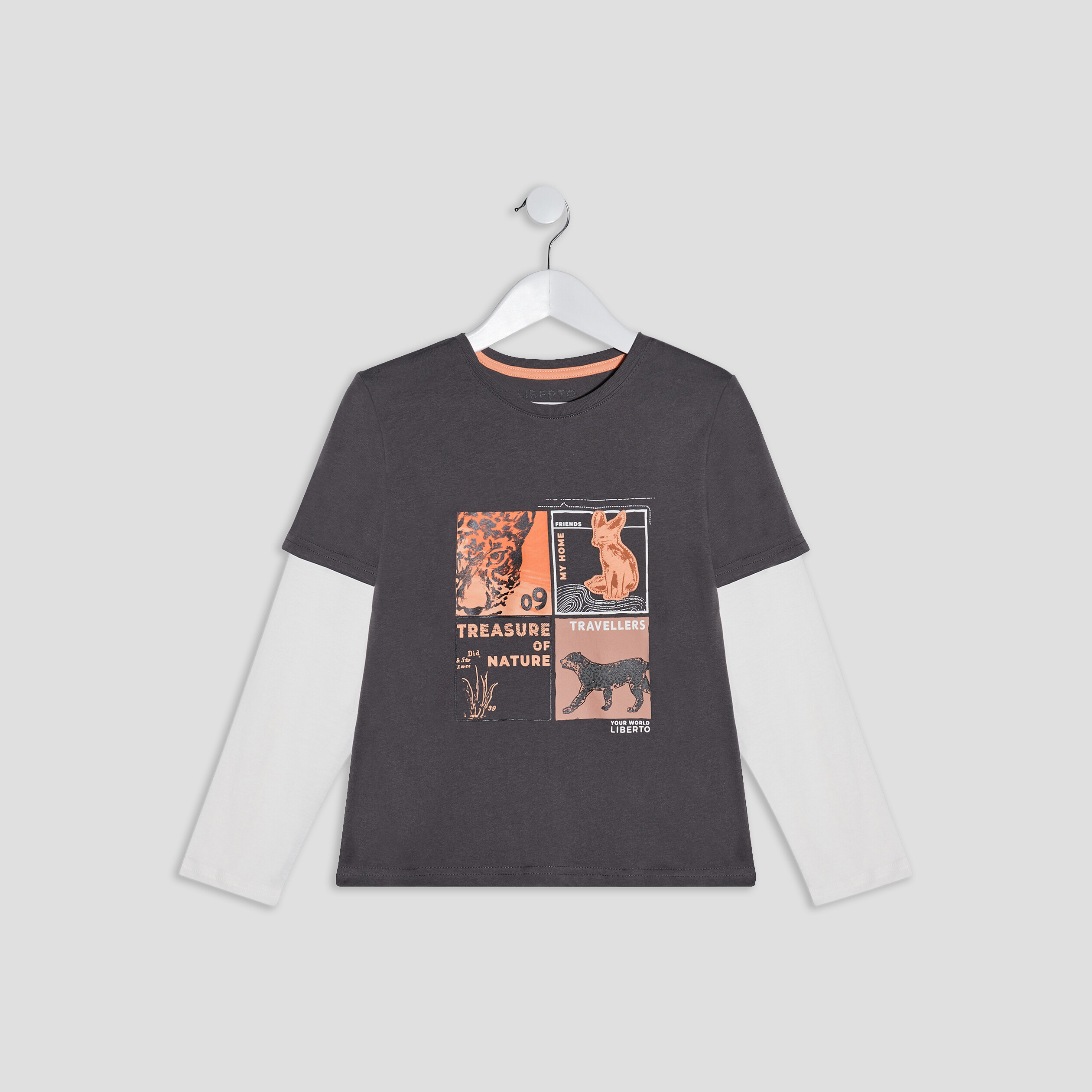 T-shirt manches longues gris foncé garçon | La Halle