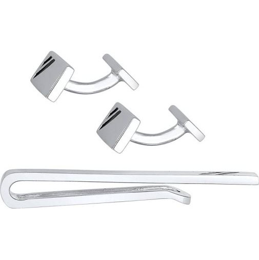 KUZZOI Krawattennadel Manschettenknöpfe Set Elegant 925 Silber