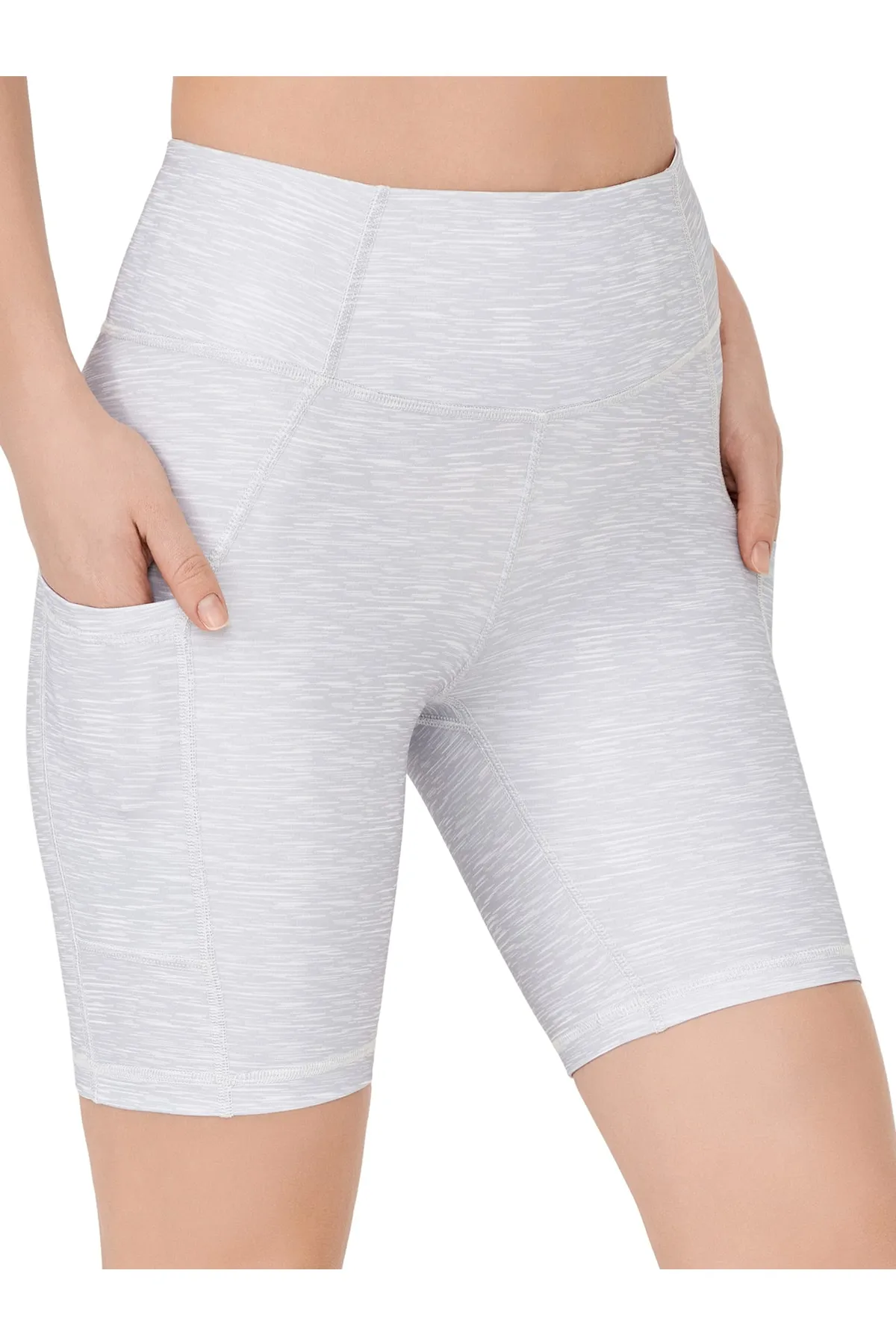 LOS OJOS  Kompakte Biker-Shorts mit doppelter Tasche und kurzen Sport-Tights in meliertem Grau für Damen mit hoher Taille