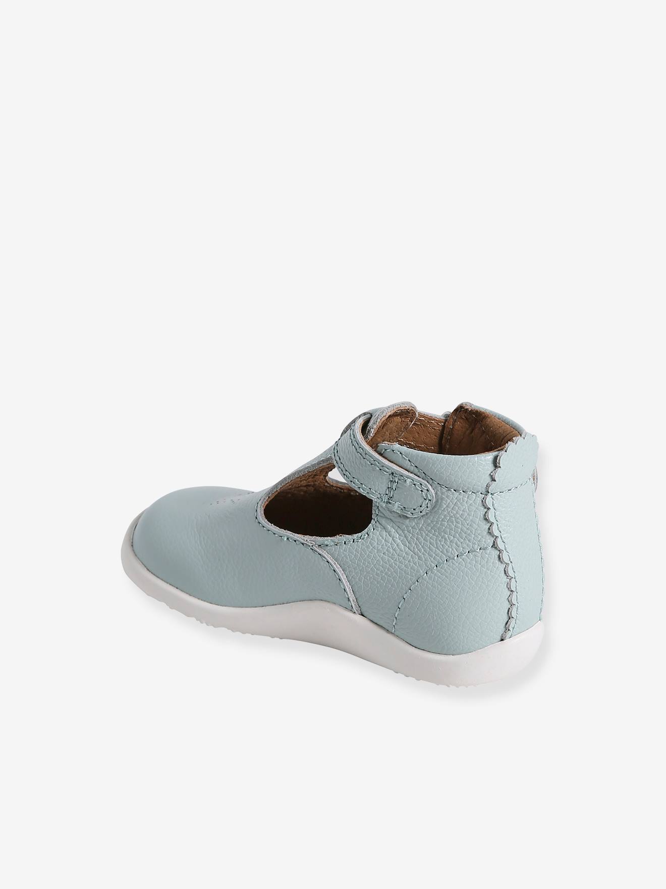Vertbaudet Weiche Baby Lauflernschuhe mit Riemchen - himmelblau