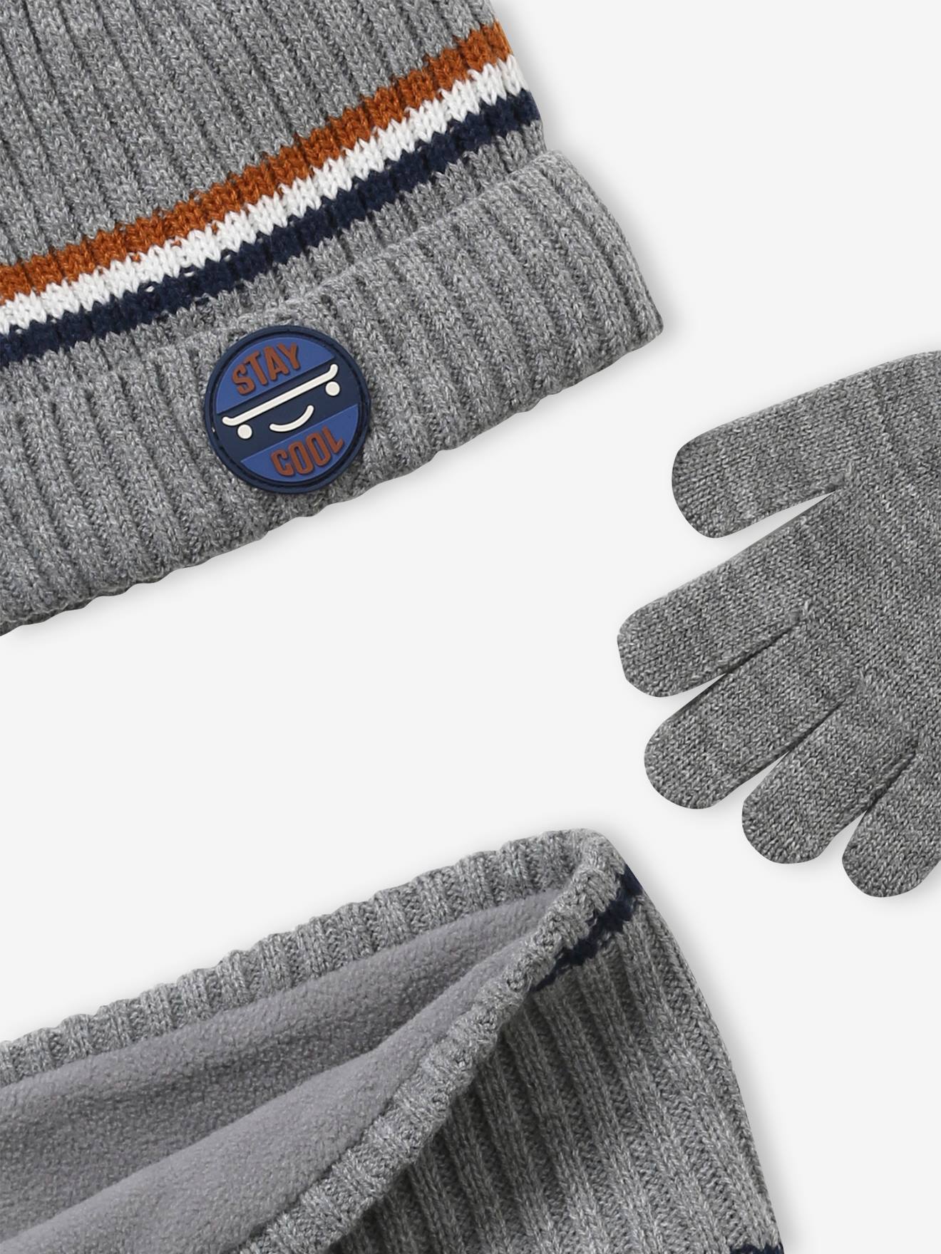 Vertbaudet Jungen Set: Mütze, Loopschal & Handschuhe BASIC - marine