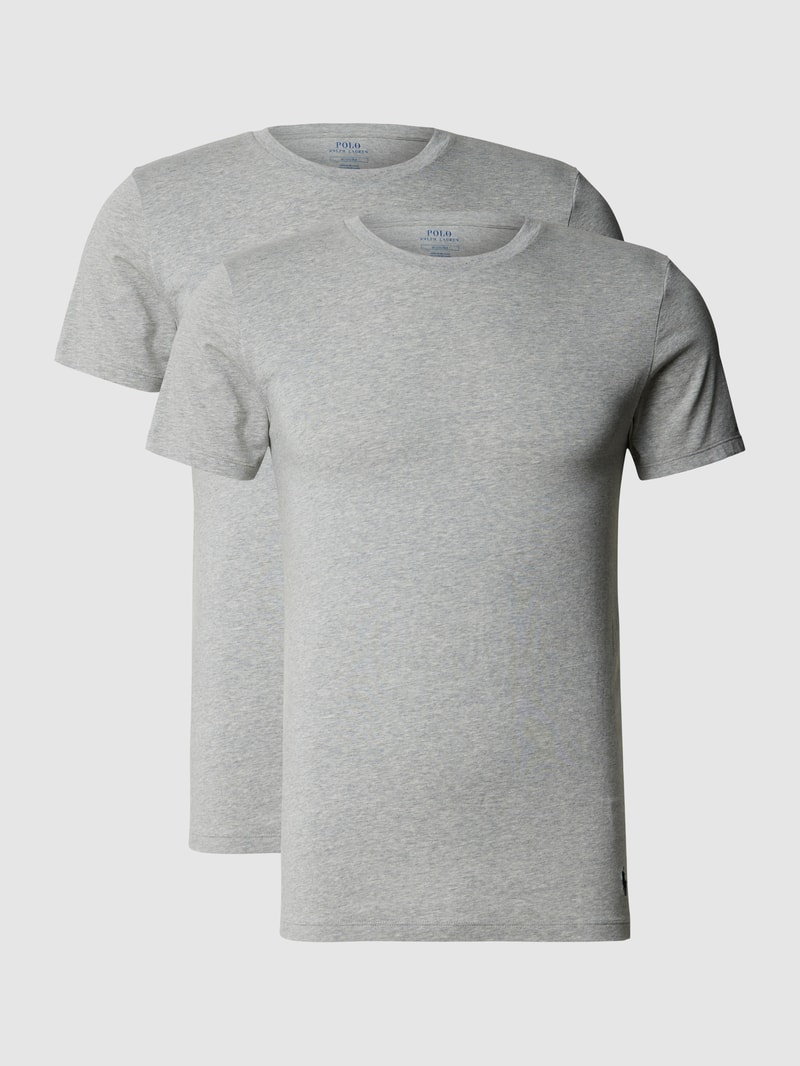 T-Shirt mit Logo-Stitching im 2er-Pack in hellgrau meliert