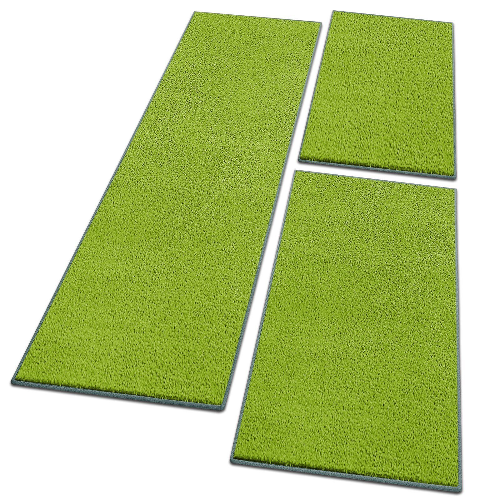 Hochflor-Bettumrandung Dynasty Grün, 3 Größen, Teppich, ideal im Schlafzimmer Floordirekt, Höhe 8.5 mm, (3-tlg), Velours