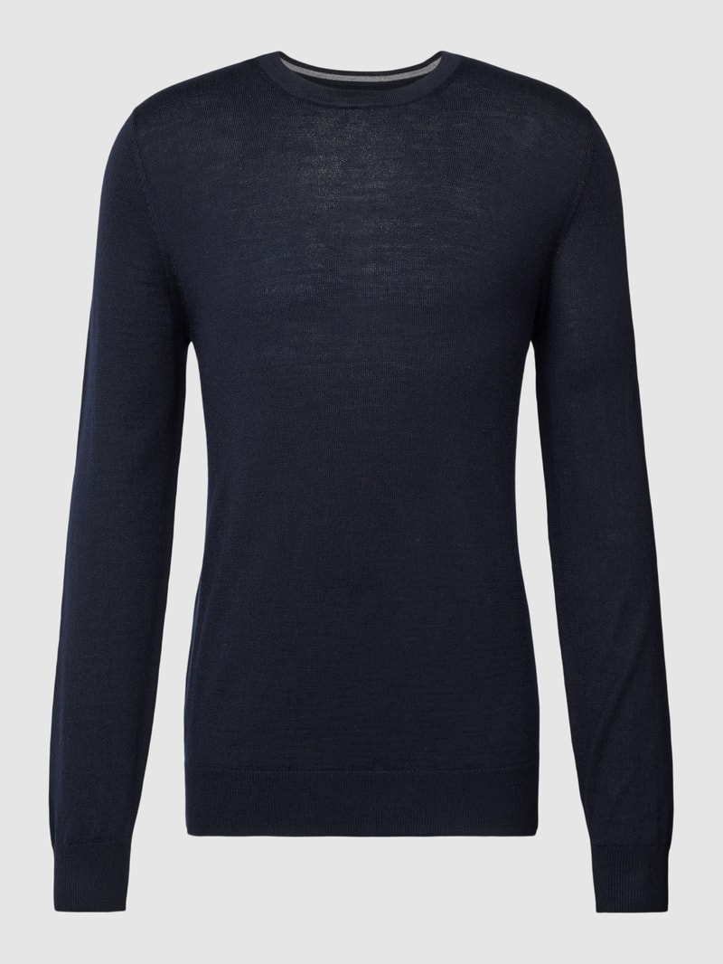 Longsleeve aus Woll-Mix in marineblau
