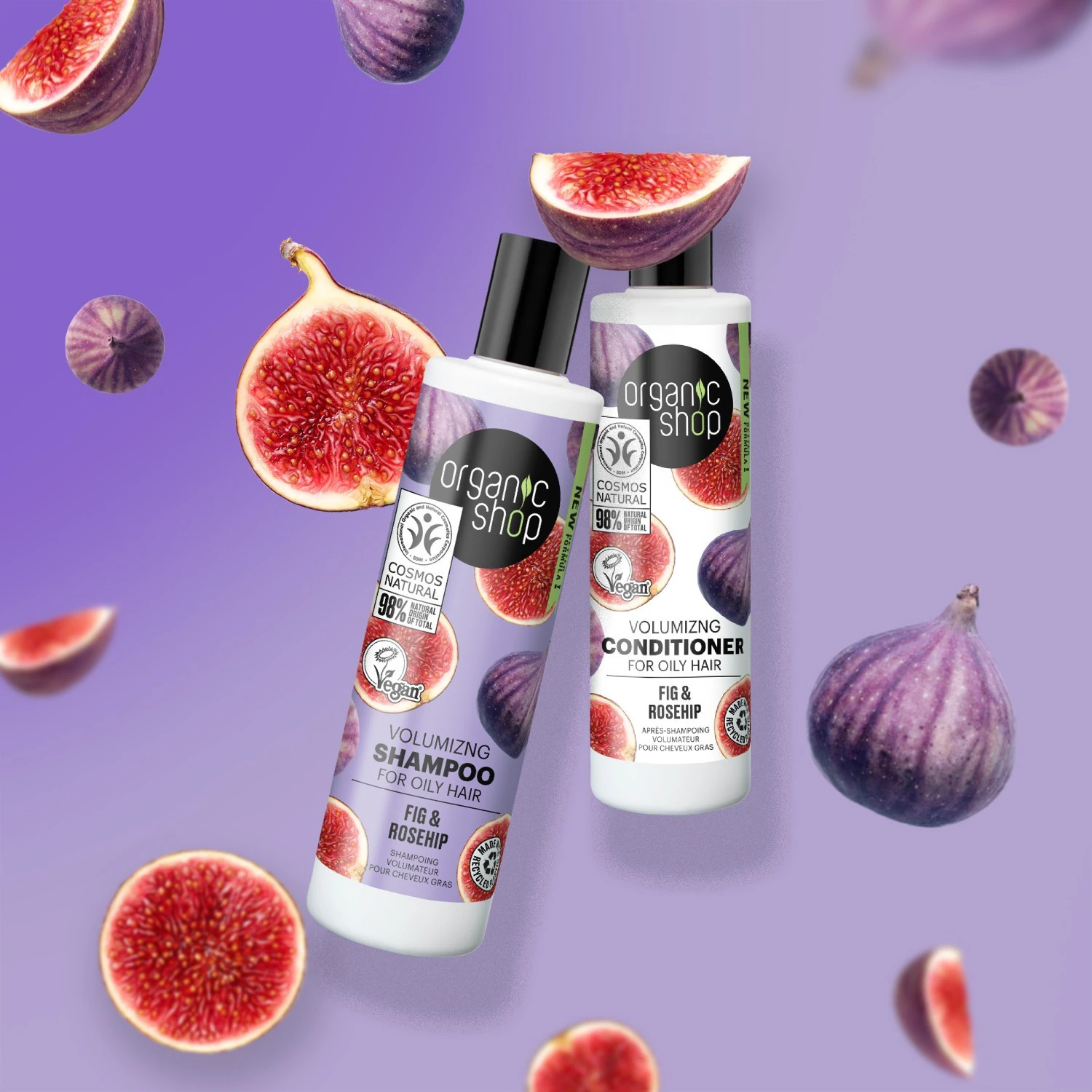 Organic Shop sampon zsíros hajra fügével és csipkebogyóval, vegán és természetes
