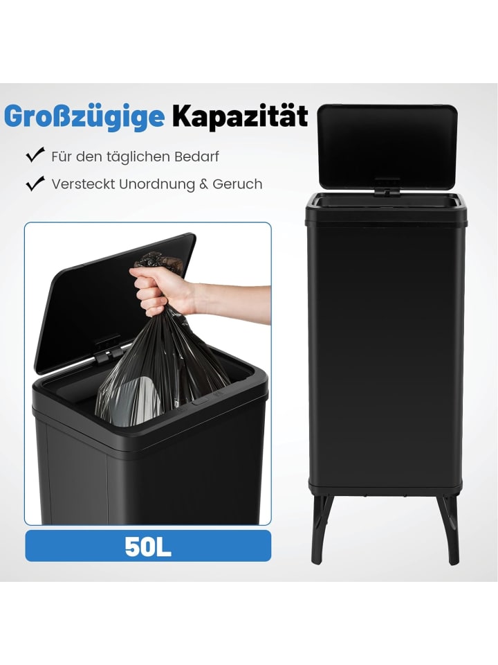 COSTWAY 50L Mülleimer mit Sensor in Schwarz günstig kaufen onesize