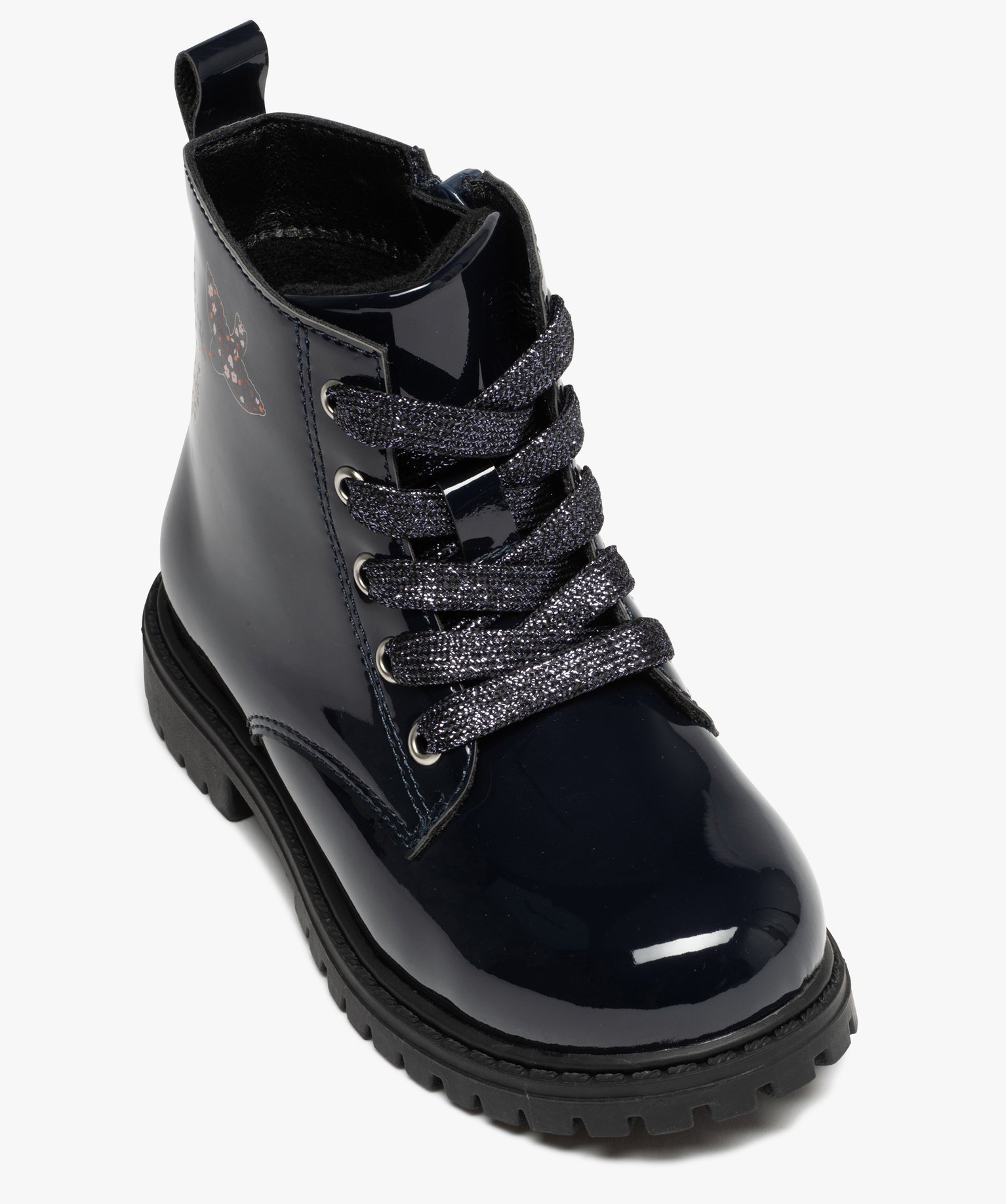 Boots vernis fille avec motifs oiseaux du 25 au 30 marine | GEMO